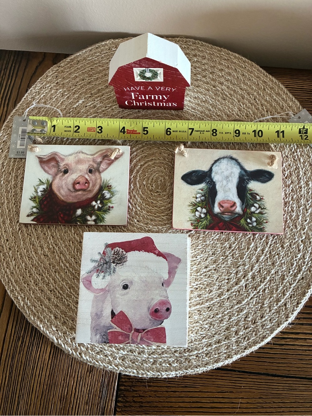 Farmhouse Holiday Animal Coasters and Decor- 7 pieces - Picture 2 of 12